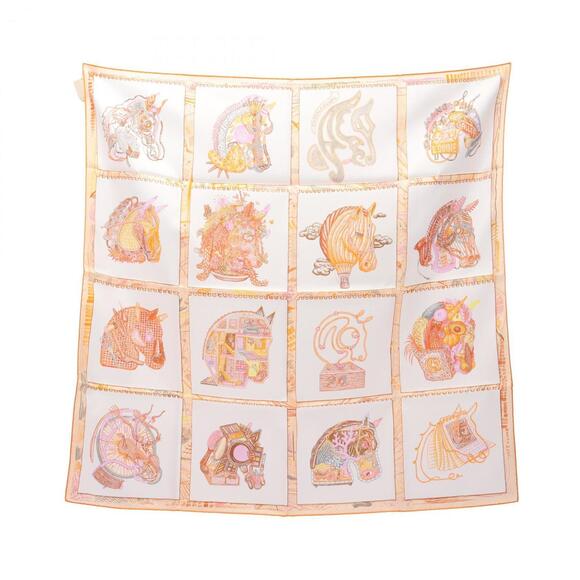 HERMES White Silk Scarf - Picture 1 of 3